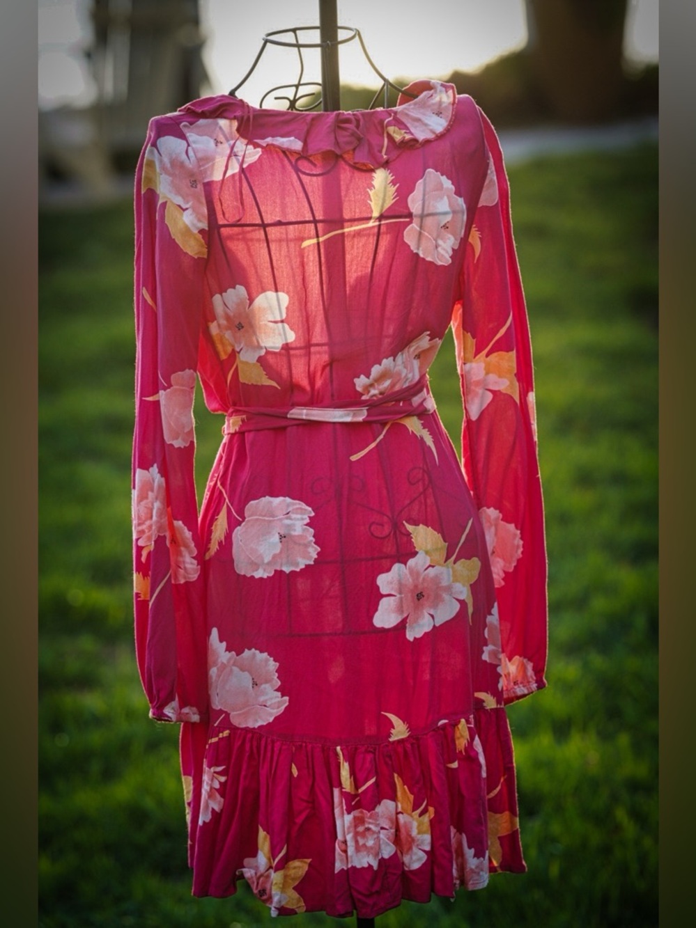 Billabong Red Floral Long Sleeve Mini Dress - Picture 3 of 3